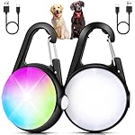 Dog Lights for Night Walking, 2 Pack Clip On Dog Collar Light for Nighttime Rechargeable, 4 Modes LED Collar Charm for Safety Running, Cycling, Camping (Black)