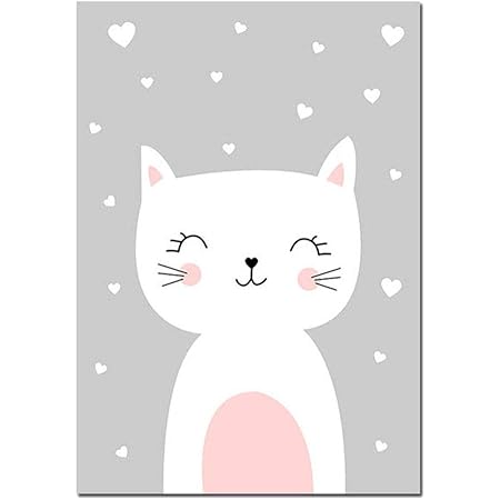 Sanwoodd Ours Chat Lapin Enfants Chambre Affiche Bebe Chambre Din Fille Deco Pepiniere Decoration Sans Cadre Impression Art Gris 50 70cm Amazon Fr Cuisine Maison