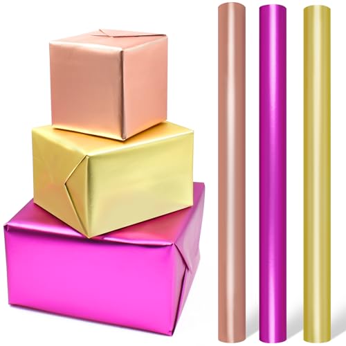 LZRinue Geschenkpapierrolle Rosa Gold Pink Metallic Matt