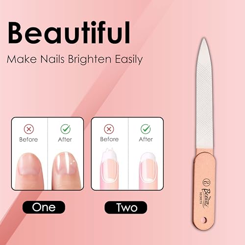 Beauté Secrets Nail Clippers - 5 Pcs Set Toenail Clipper, Fingernail Clipper & Nail File, Ear Cleaner, Nail Cutter Set with Metal Gift Tin Box for Men and Women (Peach) - Image 6