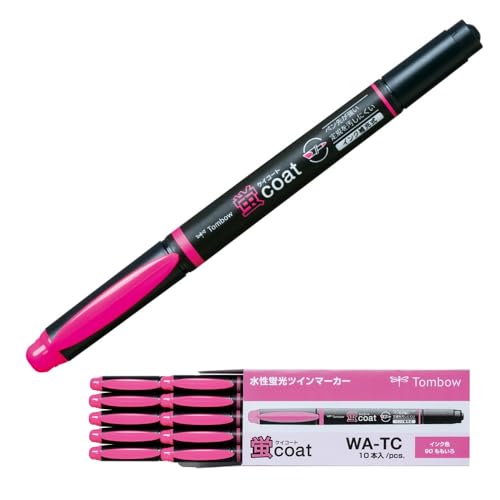 Amazon.co.jp: トンボ鉛筆 蛍光ペン 蛍コート 桃色 10本 WA-TC90
