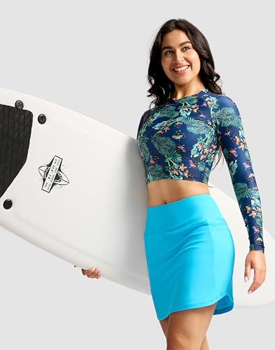 Image of SANTINY Women's 17'' Long Swim Skirt with Pockets High Waisted Modest Tummy Control Swimsuit Skirt Bathing Suit Bottoms
