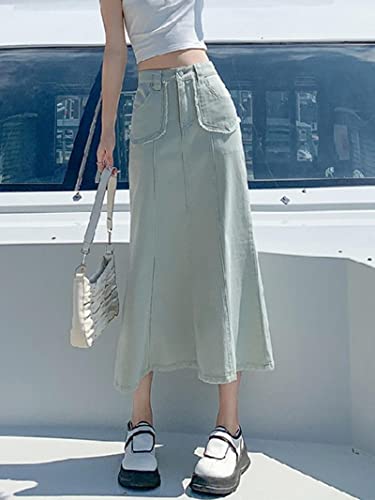 Jupe midi denim femme fin et fluide contre la chaleur - 5