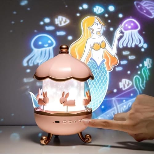 Image of Rabbit Night Light Bunny Projector Galaxy Projector Star Projector Kids Night lamp Nursery Light Bedroom Projector USB Night Light Baby Room Light Kids Room Decor