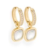 JEWELS BY LEONARDO Pendientes Virginia • 1 par de pendientes de aro de acero inoxidable dorado • piedra de cristal desmontable con circonitas • Regalo de joyería para mujer • 026110