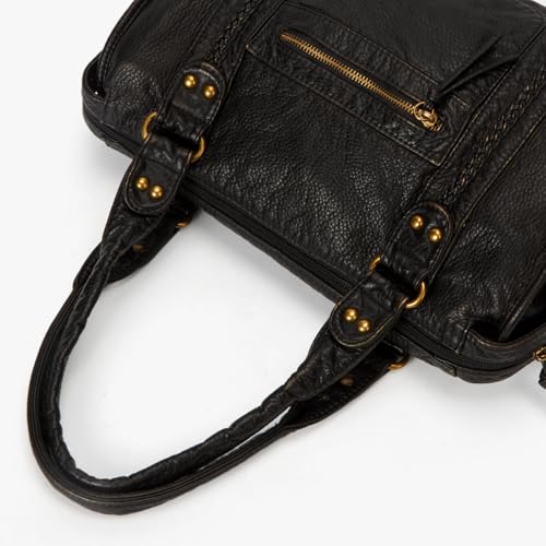 TIAASTAP Vintage City Bag Damen – PU Ledertasche Handtasche Groß Shopper Tasche Y2K Schultertasche Arbeitstasche Uni Japanese School Bag, Damen-Henkeltaschen für Frauen