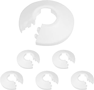 6pcs 15mm Plastic Radiator Pipe Covers,Water Pipe Covers,Radiator Pipe Cover Strong White Plastic Pipe Collars Sleeve Pipe Decoration Hole Collar Clips Rings,Suitable for 15 mm Diameter Pipe