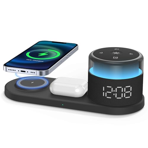 HOUSBAY Alarm Clock with Wireless Charging Station – Magnetic Cha...