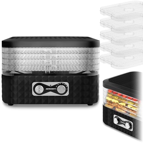 Berdsen Dörrautomat Pilztrockner Dörrgerät 5 Einlegefächer Obst Gemüse Trockner Temperaturregler 35 Bis 70 Grad 10 L Mit Umluft 24 h Timer Schwarz – Bild 3