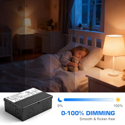 Image of 24V 60W Dimmable LED Driver, 5-in-1 Triac /ELV /MLV /0-10V /1-10V /PWM Dimming LED Transformer, Compatible with Lutron & Leviton Dimmer, Constant Voltage Power Supply, UL Listed, Class 2, IP67 Waterproof