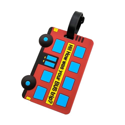 Silicone Luggage Tags Bus ShapeTravel Bag Tags Cute Identifier Suitcase Label Funny Car Name Personalized Labels for Kids