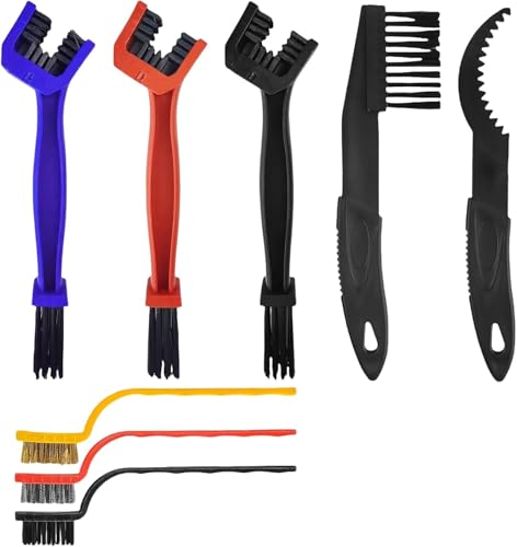 Hengxinchen 8 Piezas Kit Limpieza Bicicleta Cepillos, Limpiador Cadena Bicicleta Cepillos Motocicleta Cepillo De Cadena, Limpia Cadenas Bici Cepillos para Cadena Bicicleta, Engranajes, Piñón