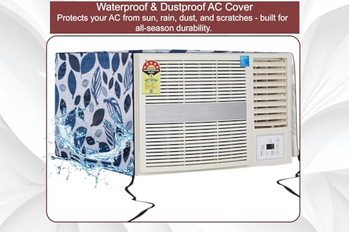 Image of The Furnishing Tree Window AC Cover for 1 Ton Capacity PVC Waterproof and Dustproof Ditzy Pattern Grey