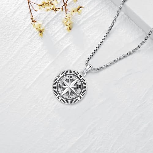 Compass Necklace for Men Women Sterling Silver Celtic Anchor Compass Pendant Graduation Friendship Travel Talisman Necklace Inspirational Gift Jewelry3