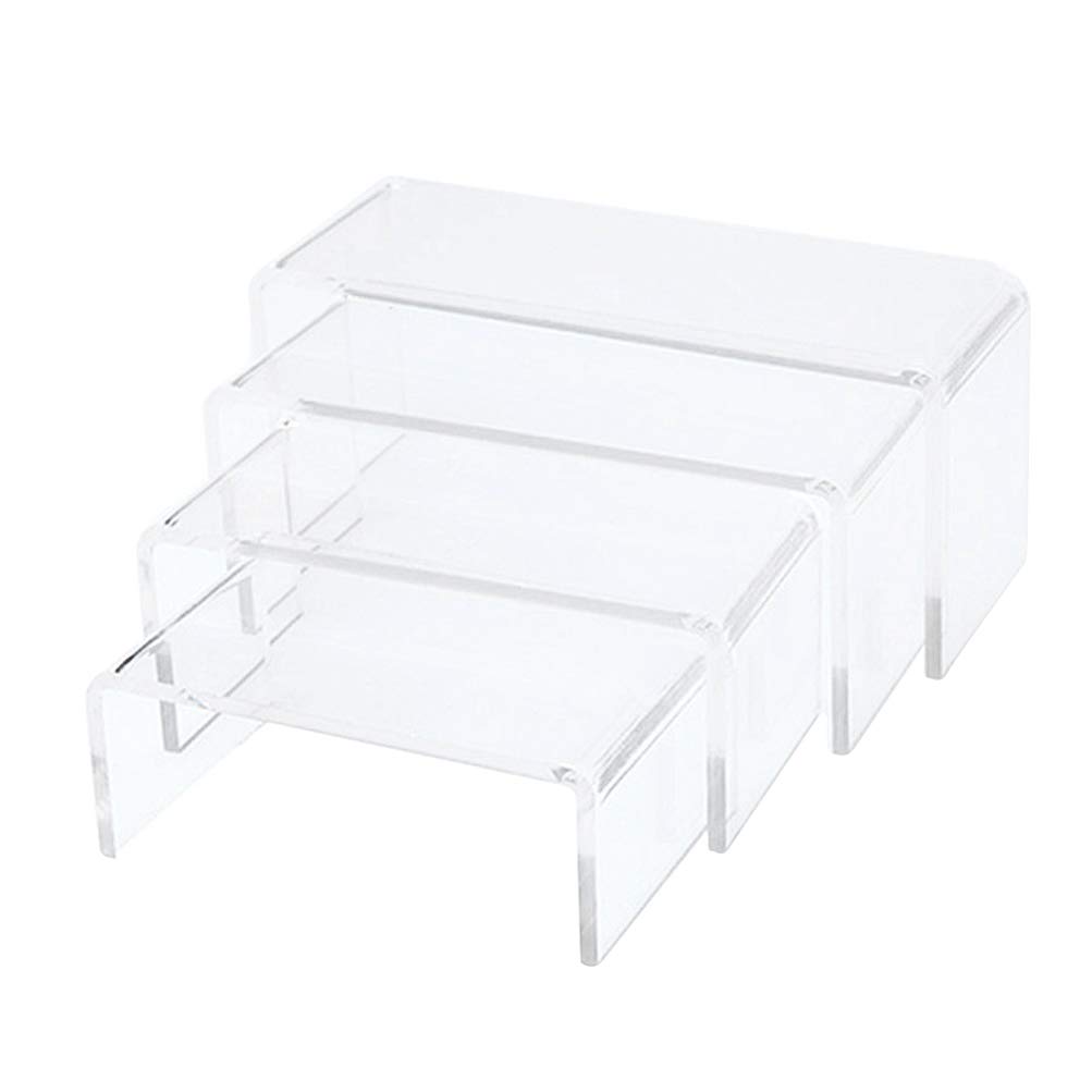 Hemobllo 4Pcs Acrylic Risers Display Clear Showcase Shelf Figures Buffets Cupcakes Jewelry Display Stands for Table Decorations