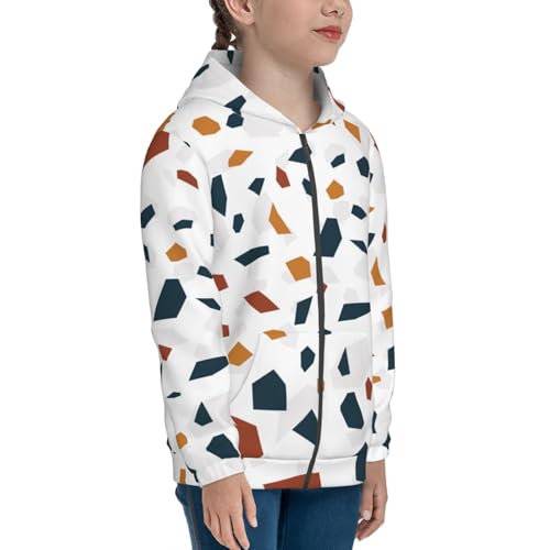 Terrazzo Tile Pattern Kids Pullover Hoodies Boys Zip Up Sweatshirts Girls Athletic Clothes with Pocket4