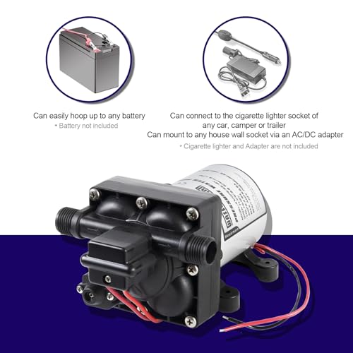 Image of WASSERMANN RV Water Pump 12 Volt DC 3.0GPM 55PSI Replacement For 4008-101-A65 Water Pump Self Priming Diaphragm Pump with Pressure Switch for RV Kitchen Bathroom Marine Yacht Garden Camper Water Pumps