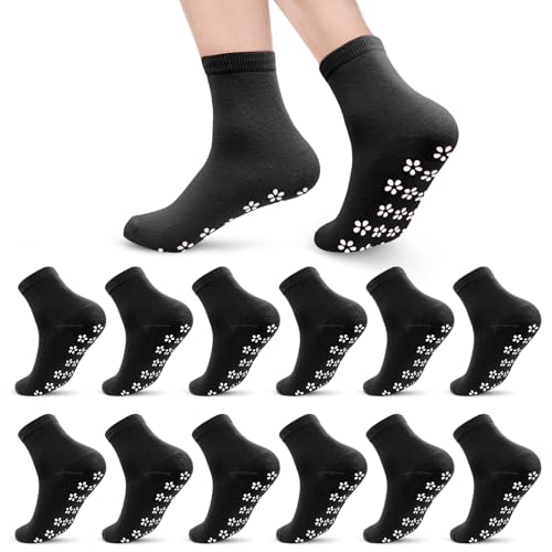 Image of 12 Pairs Women's Grip Socks Non Slip Pilates socks Yoga Socks with Strong Grips Hospital Socks slipper socks for Women