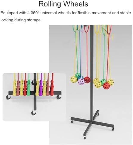 Freestanding Sports Equipment Organizer, for Hula Hoops and Jump Ropes, Portable Fitness Storage Cart for Gym and Playground