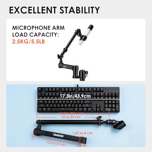 Image of TARION 23.6 inch Modular Microphone Desktop Extension Boom Arm Titanrig Arm M