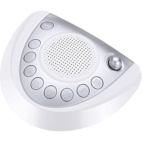 Raynic White Noise Machine, Battery Powered Sound Machine, Portable Sleep Machine with 24 Natural Soothing Sounds, Timer, USB Port, Headphone Jack for Baby, Kids, Adults, Travel, Office, Home (Silver) Cover