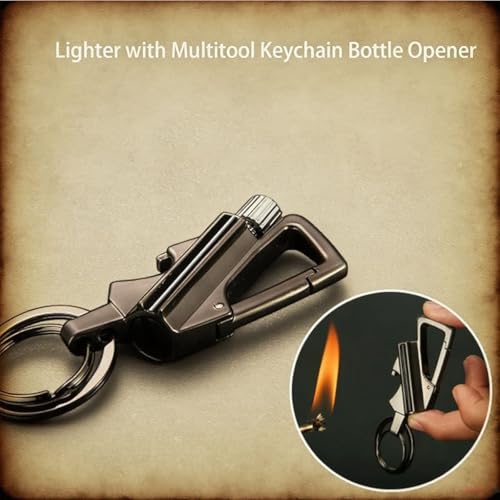 Encendedor multitool impermeable con llavero plateado miniatura 3