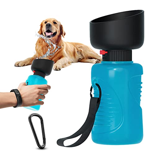 Tragbare Wasserflasche für Haustiere, 510 ml, leicht, auslaufsicher, 2-in-1 Outdoor-Spaziergänge, Hunde-Wasserspender, hält Haustiere hydratisiert, lebensmittelechter Kunststoff Cover