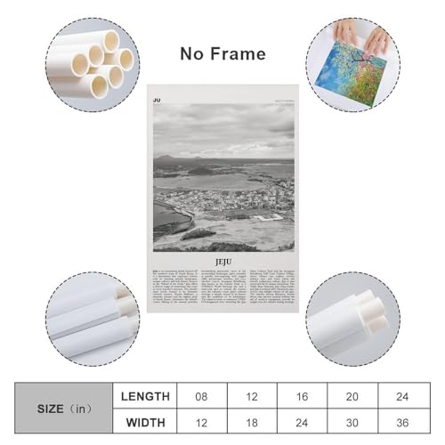 IkiCk Jeju Print Black And White, Jeju Wall Art, Jeju Poster1 Poster for Room Aesthetics Canvas Wall Art Poster And Print 12x18inch(30x45cm)2