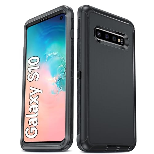 LeYi Compatible for Samsung Galaxy-S10 Case: 【Not Fit S10E/ S10 Plus/ S10 Lite】S 10 Case 3-in-1 Full Body Shockproof Rubber Cover, Heavy Duty Tough Rugged Dustproof Protection Phone Funda 6.1', Black