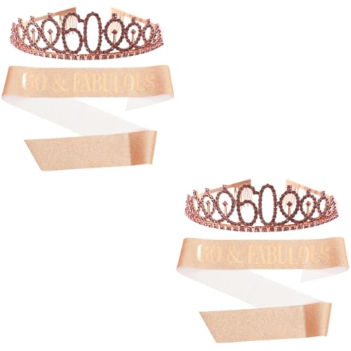 Anniversaire couronne et écharpe dorée parure de fête chic pour femme