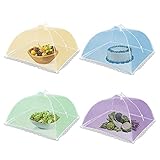 fliegenschutz ●[PERFEKTE GRÖßENSTRUKTUR] Die Größe der Lebensmittelabdeckung beträgt 17 x 17 Zoll, die die meisten hohen Gerichte aufnehmen kann. Der Rahmen des Schirmzeltes besteht aus hochwertigem Metall und das umlaufende Netz ist dicht gewebt, sodass Sie sich keine Sorgen um eindringende Insekten machen müssen.