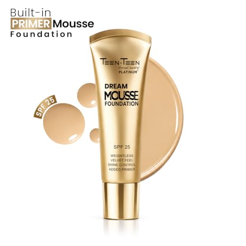 Image of TEEN TEEN Dream Mousse Foundation | Lightweight Velvet Finish with SPF 25 | Shine Control, Added Primer, Smooth Blendable Texture, Cool-Ivory, 30ml