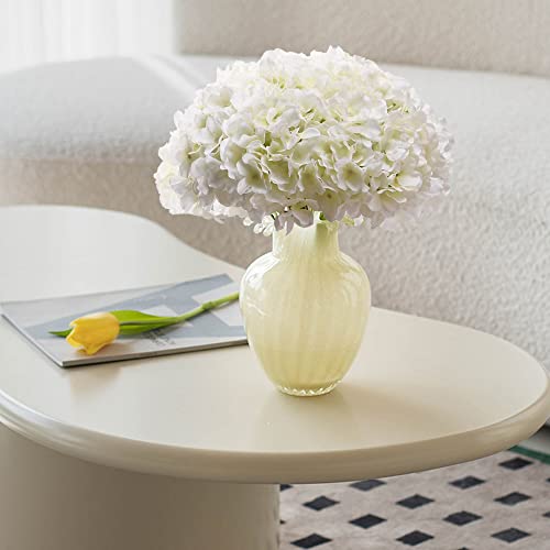 WEISPARK Artificial Flowers Large Silk Hydrangea Heads with Stems 90 Petals Fake Flowers for Wedding Home Party Shop Baby Shower Decor Pack of 6 (White)