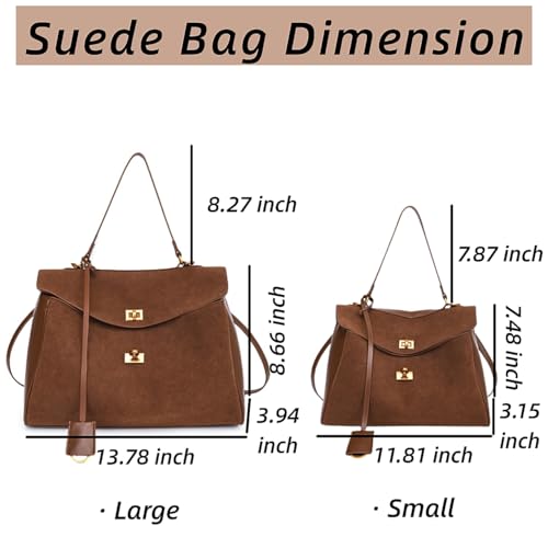 Bolso Tote de Gamuza Marrón para Mujer miniatura 3