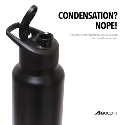 Image of Boldfit Stainless Steel Water Bottle 1 Litre - BPA-Free, Leak-Proof & Rust-Free Metal Bottle with Handle - Lightweight, Food-Grade, Easy to Clean - Ideal for Office, Gym, School, Travel & Fridge Use