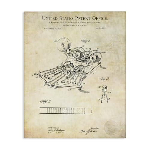 'Stenograph Machine Blueprint Diagram Detailed'| Canvas Art