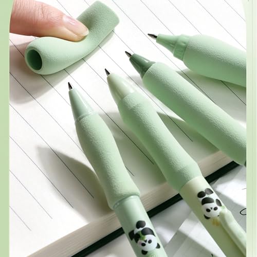 MOZXIRZ 4 canetas de gel apagáveis, retráteis, de desenho animado, canetas panda, canetas de tinta p