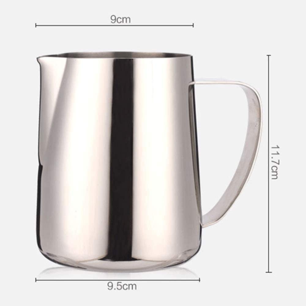 Dzbanekmiarowy ze stali nierdzewnej, Dzbanek do spieniania mleka ekspresu kawy, stalowy kubek, dzbanek Latte Art Dzbanki Kawa mleczna Cappuccino Kolor srebrny