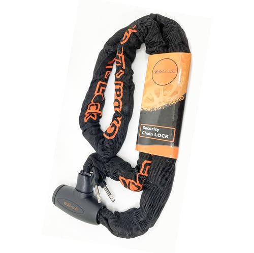 GLOBAL-LOCK - Candado de Cadena de Alta Seguridad (8mm x 120 cm) | Cadena Antirrobo para Bicicleta, Moto o Scooter | Aleación de Acero y Eslabones Cementados | Candado con Llave y Funda de Nylon