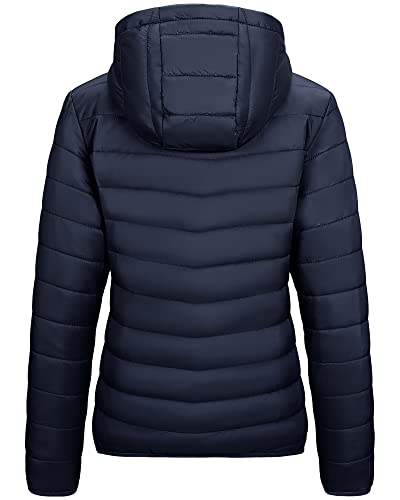 Image of Outdoor Ventures Women's Packable Lightweight Full-Zip Puffer Jacket with Hood Quilted Winter Coat