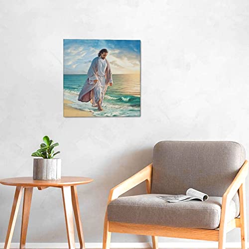 Jesus Pictures For Wall Canvas Wall Art God Walking On Water Paintings For Living Room Framed Art Christian Decor Religious Posters Ready To Hang Size 12X12 Inches #TOP1