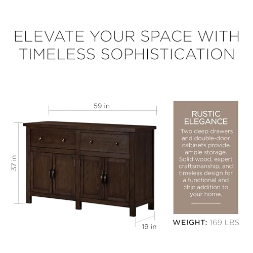 Maven-Lane-Felix-Rustic-Large-Wooden-Sideboard-Accent-Buffet-Server-Table-with-Doors-for-Kitchen-or-Living-Room-in-Weathered-Brown-Finish Maven Lane Felix Rustic Large Wooden Sideboard Accent Buffet Server Table with Doors for Kitchen or Living Room in Weathered Brown Finish
