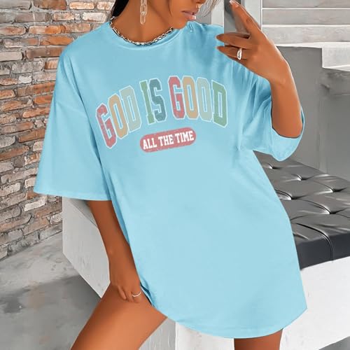 Image of Christian Shirts for Women Oversized God is Good Shirt Religious Jesus Faith Inspirational Tshirt Bible Verse Tee Top