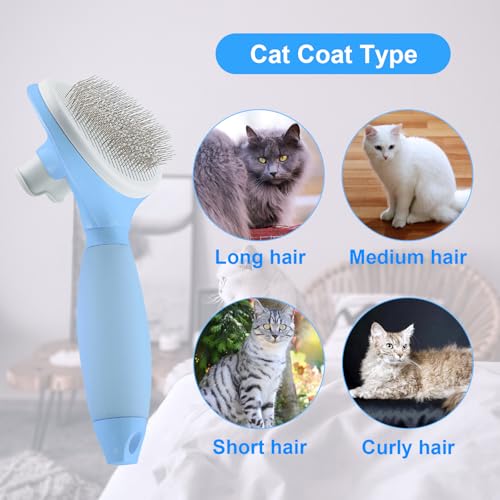 Image of Cat Brush for Shedding, Self Cleaning Brush for Long & Short Hair Cats