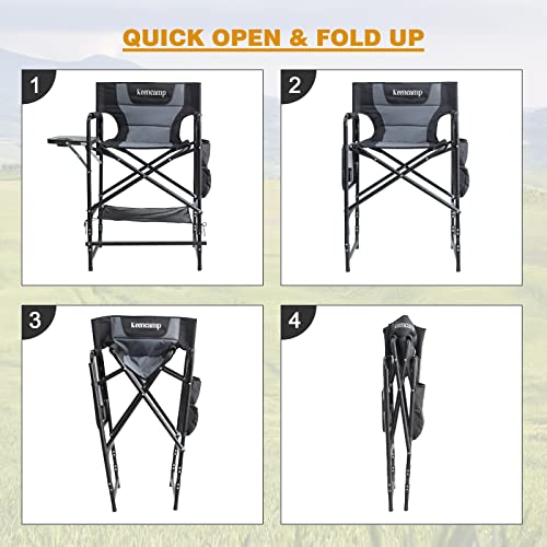 Bayieiui 2-Pack Tall Folding Directors Chair With Side Table Storage Pocket Portable Camping Makeup Artist Bar Chair Supports 400 Lbs 26.77" Seat Height #TOP5