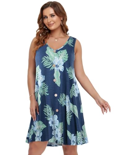 Image of BELAROI Summer Dresses for Women Beach Tshirt Sundress V Neck Casual Swing Tank Dress Swimsuit Cover Ups Pockets