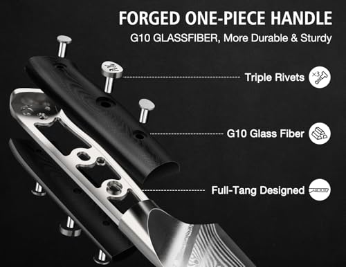 Image of SHAN ZU Damascus Chef Knife, Utility Knife 6 Inch Japanese Steel Damascus Kitchen Knife, 67 Layers Professional High Carbon Super Steel Kitchen Knives with Ergonomic G10 Handle