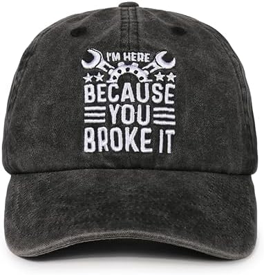 InnoBeta Maintenance Man Gifts Cap for Men Women - Adjustable Vintage Washed Cotton Embroidered Hat - Appreciation Gift for Maintenance Worker - Dark Grey
