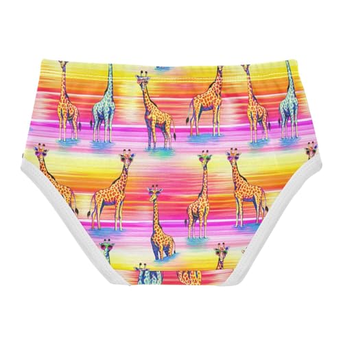Joisal Toddler Underwear Floral 2t Cotton Girl Panties Cute Fun Print Briefs Undies Kids Colorful Giraffes Stripe2