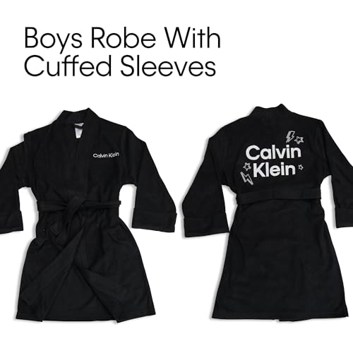Calvin Klein Boys Cuffed-sleeve Soft BathrobeRobe4